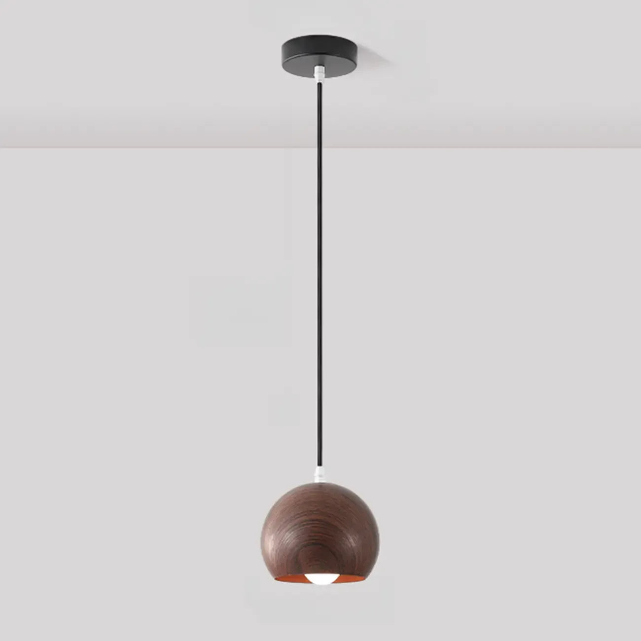 Minimalist Mini Wood Globe Pendant Light for Bedside