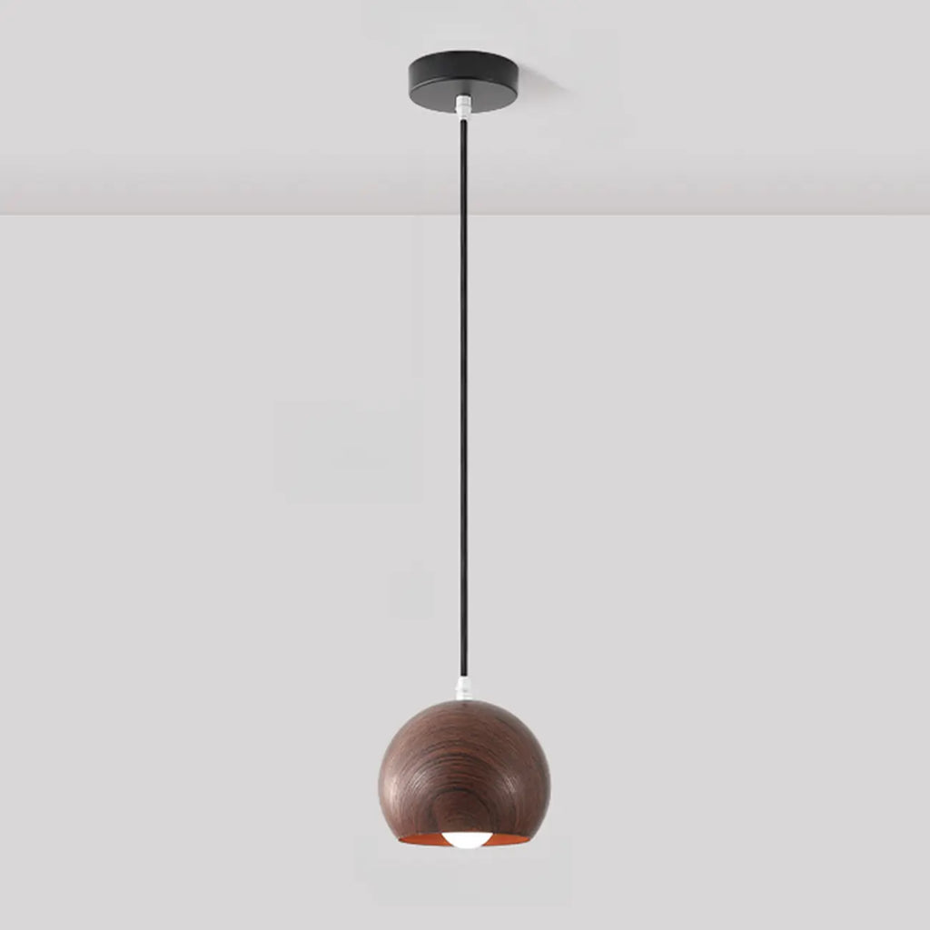 Minimalist Mini Wood Globe Pendant Light for Bedside