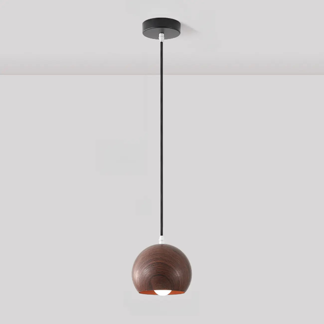 Minimalist Mini Wood Globe Pendant Light for Bedside