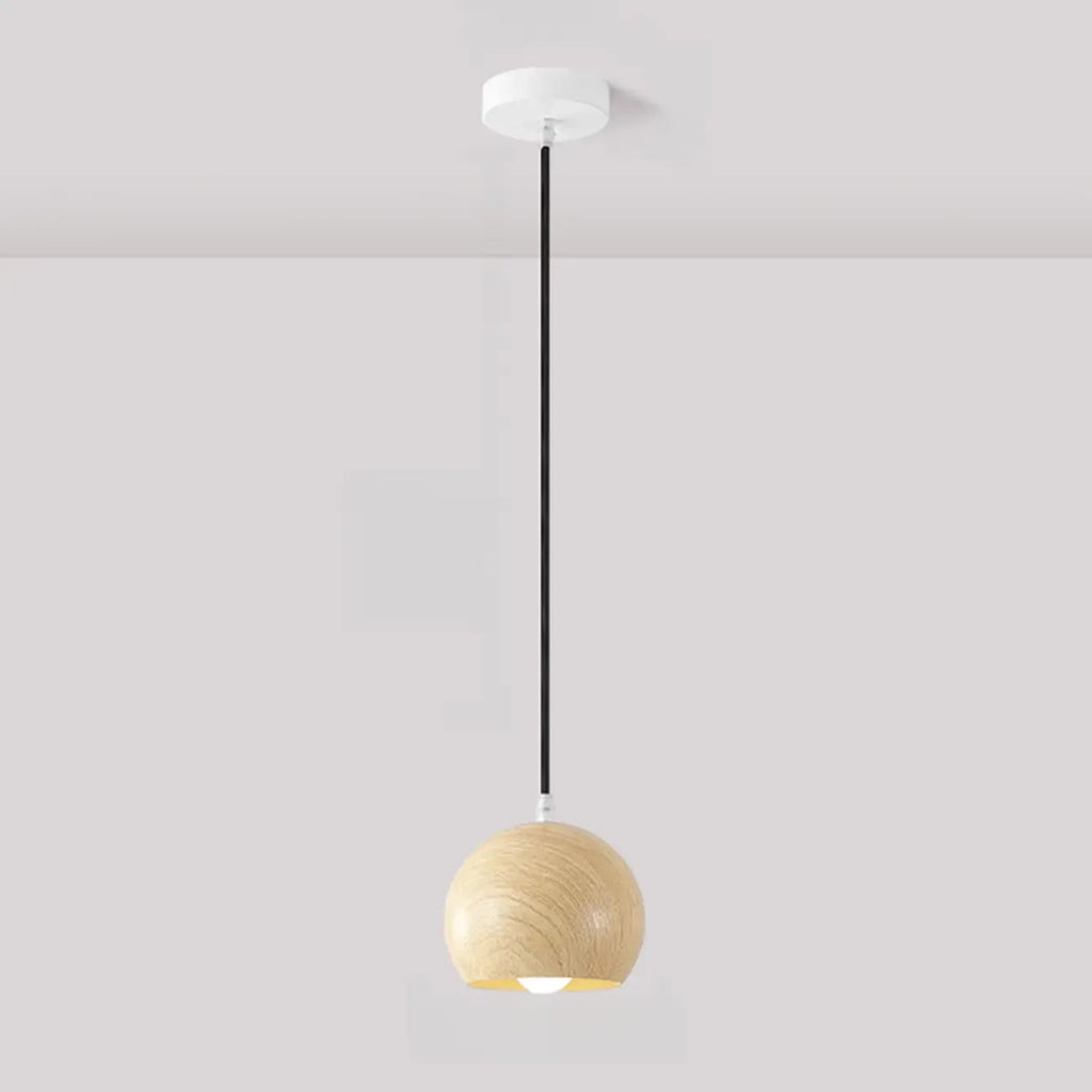 Minimalist Mini Wood Globe Pendant Light for Bedside