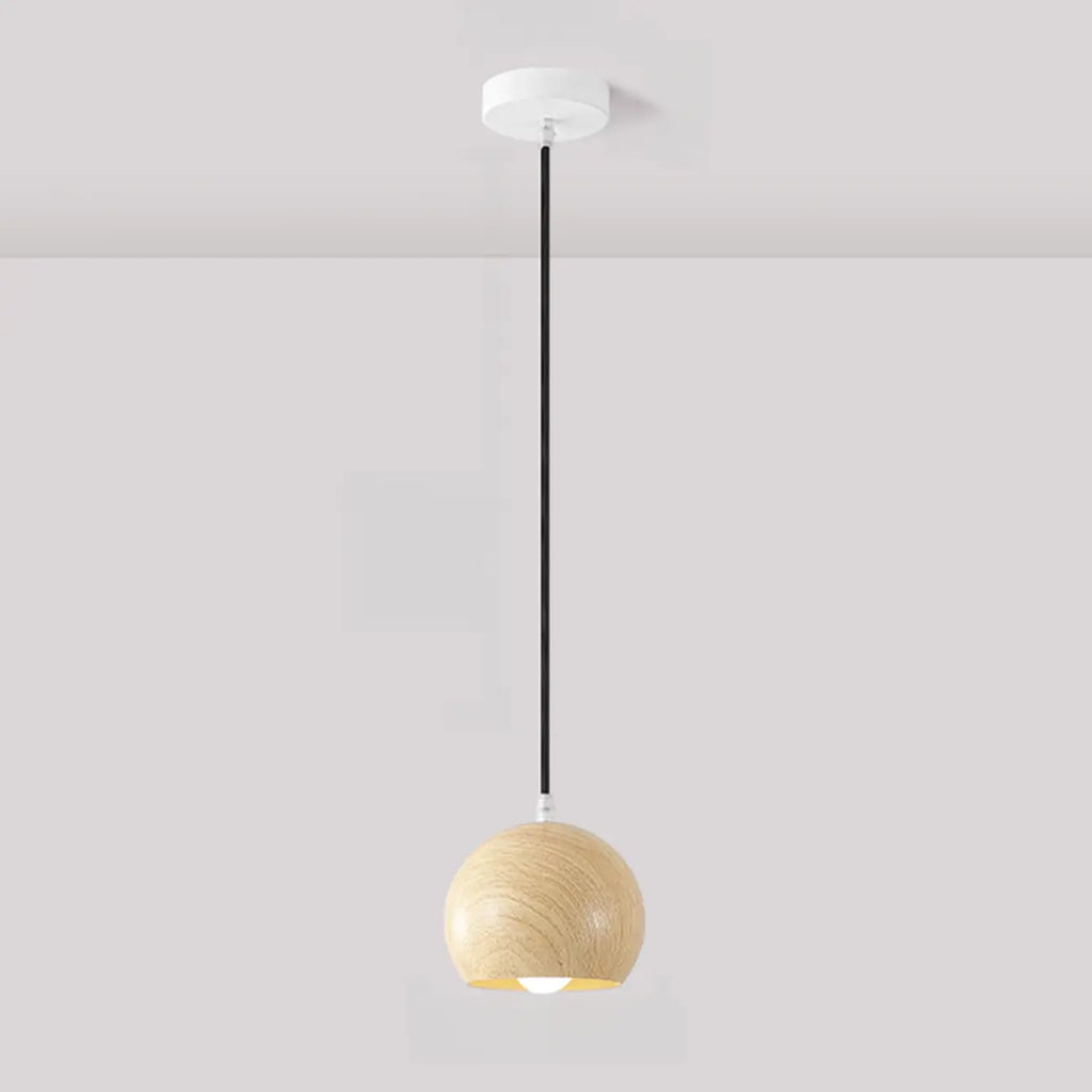 Minimalist Mini Wood Globe Pendant Light for Bedside