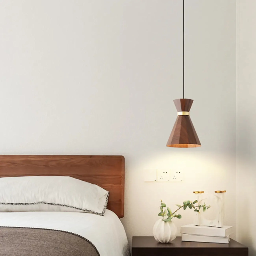 Minimalist Mini Wood Globe Pendant Light for Bedside