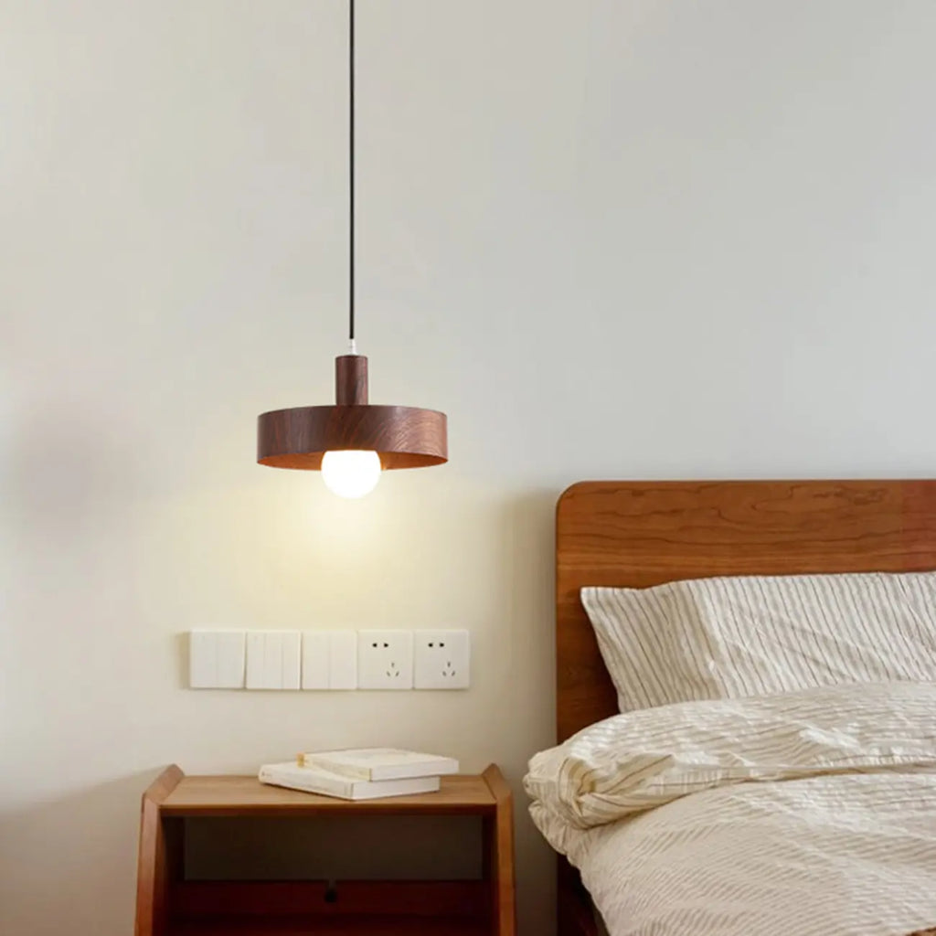 Minimalist Mini Wood Globe Pendant Light for Bedside