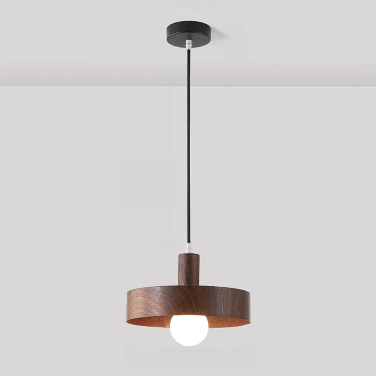 Minimalist Mini Wood Globe Pendant Light for Bedside