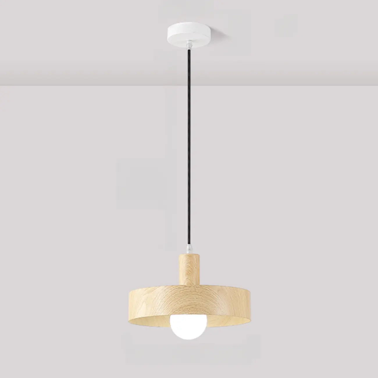 Minimalist Mini Wood Globe Pendant Light for Bedside