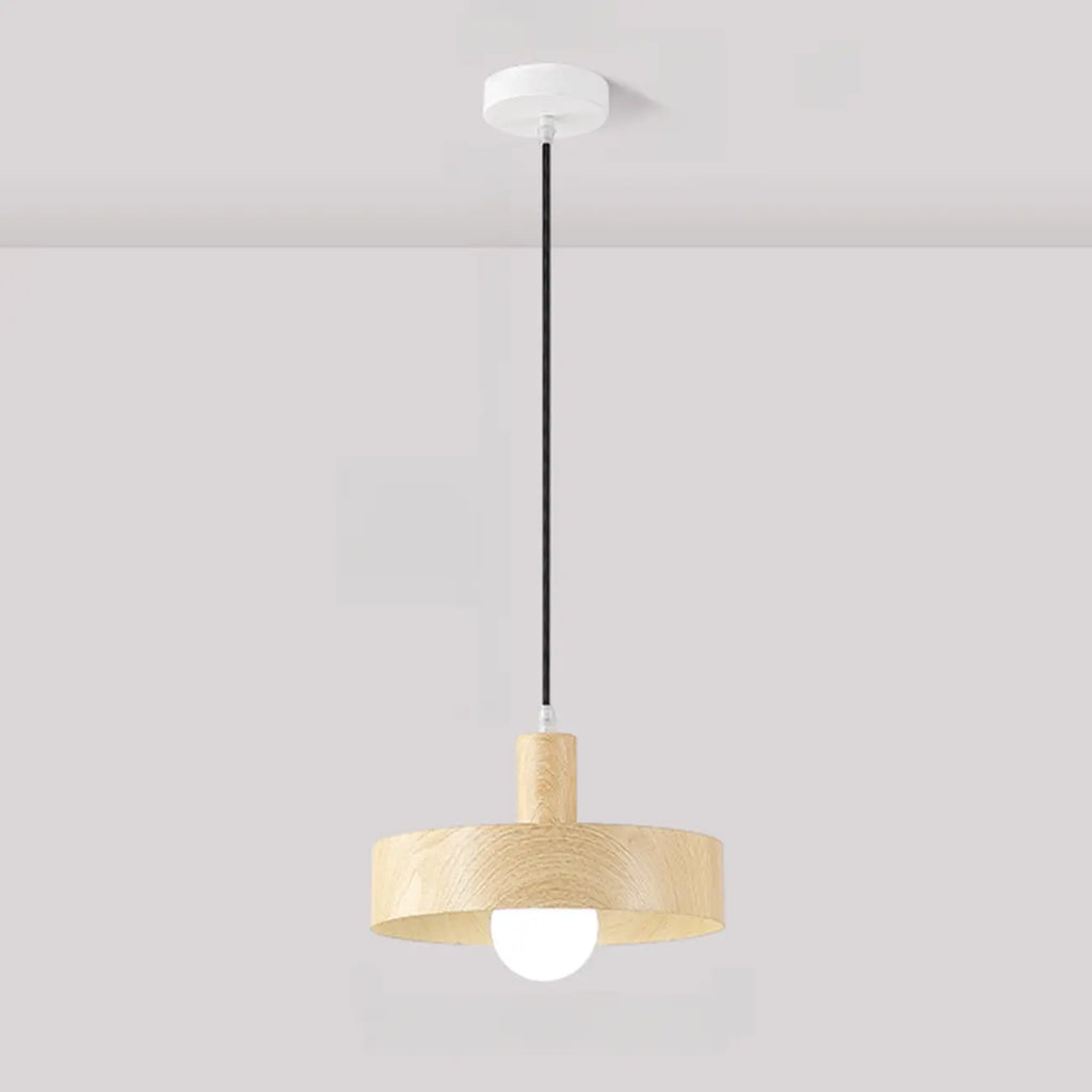 Minimalist Mini Wood Globe Pendant Light for Bedside