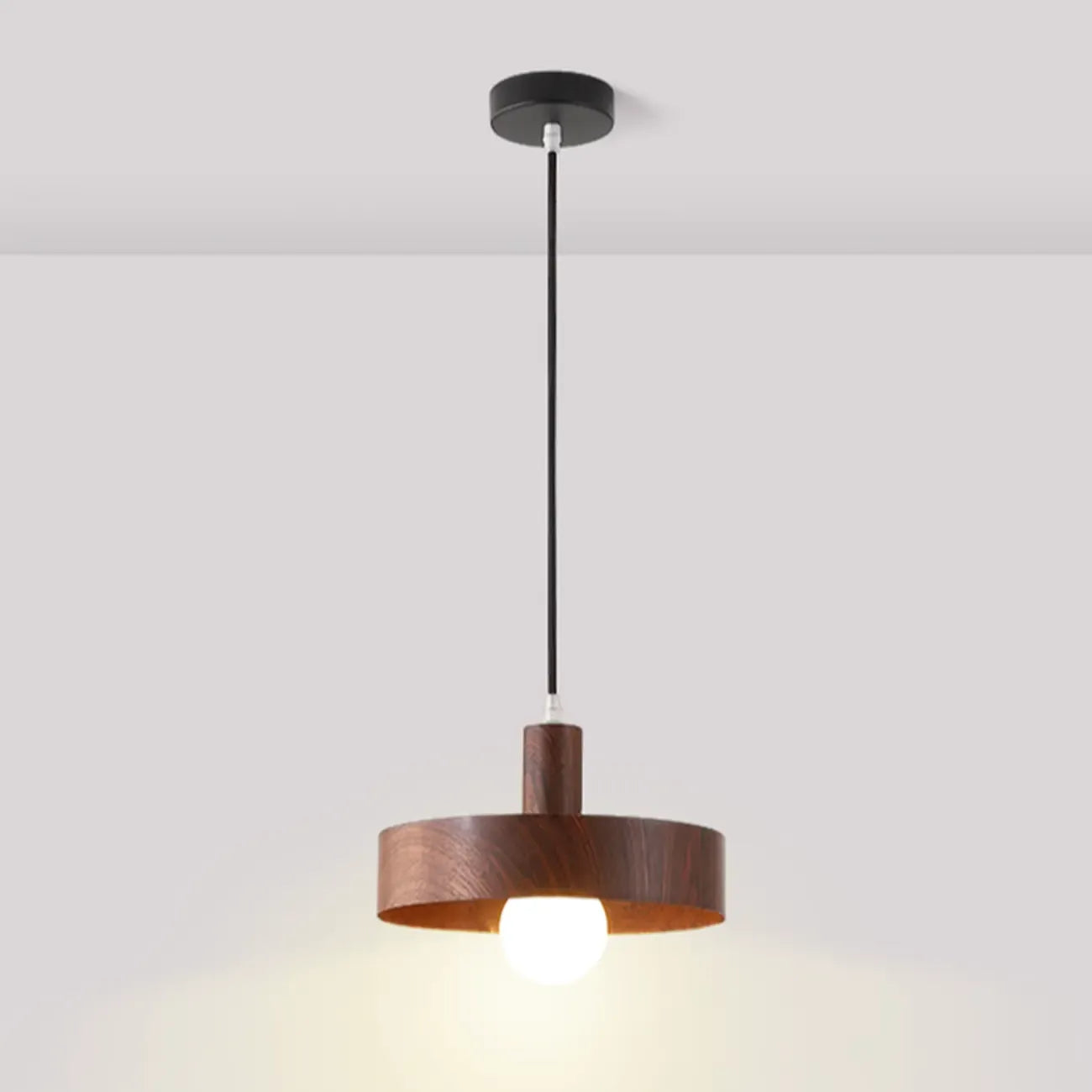 Minimalist Mini Wood Globe Pendant Light for Bedside
