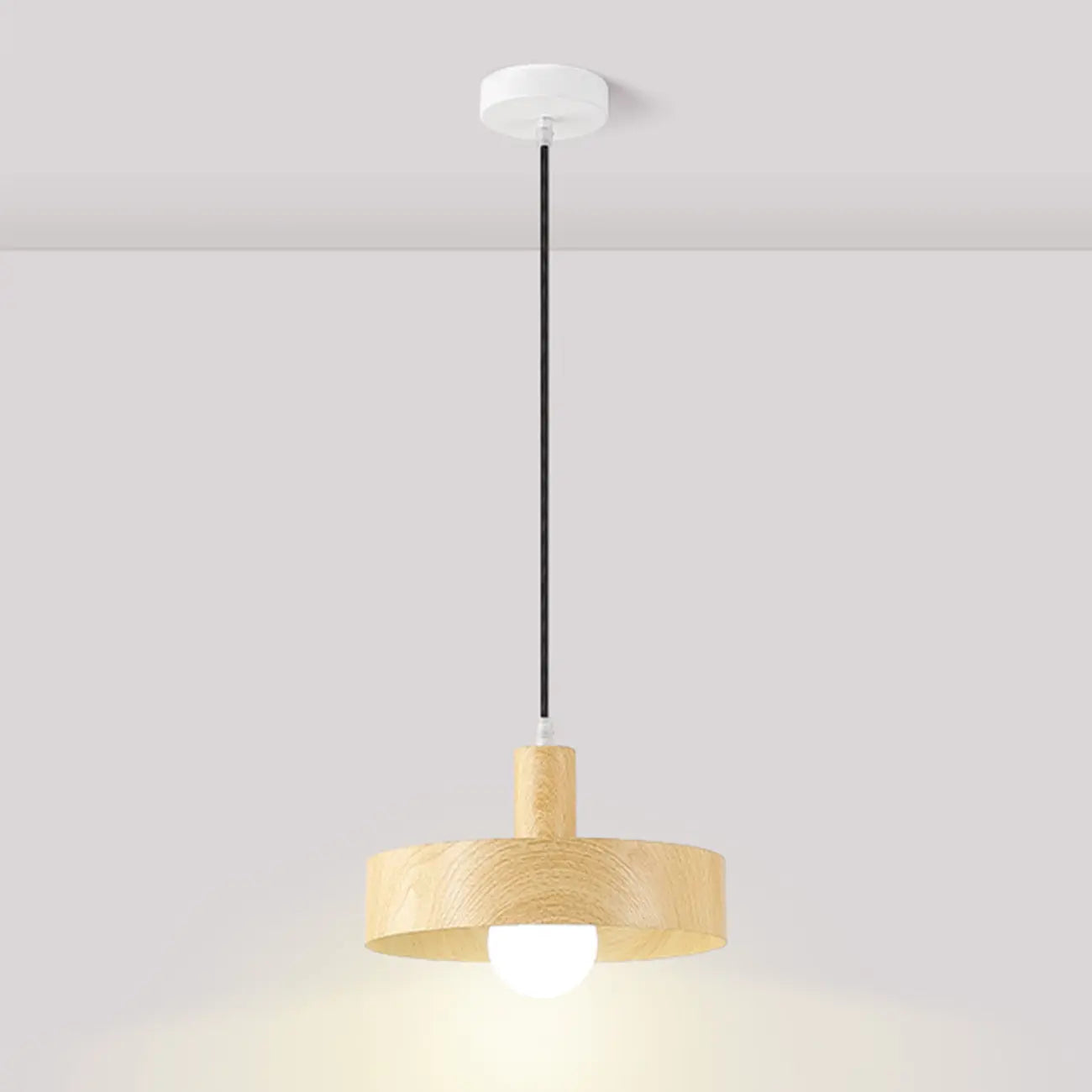 Minimalist Mini Wood Globe Pendant Light for Bedside