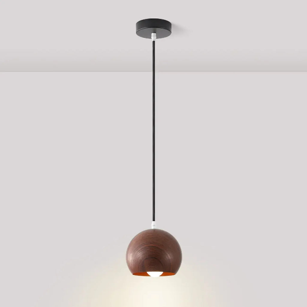 Minimalist Mini Wood Globe Pendant Light for Bedside