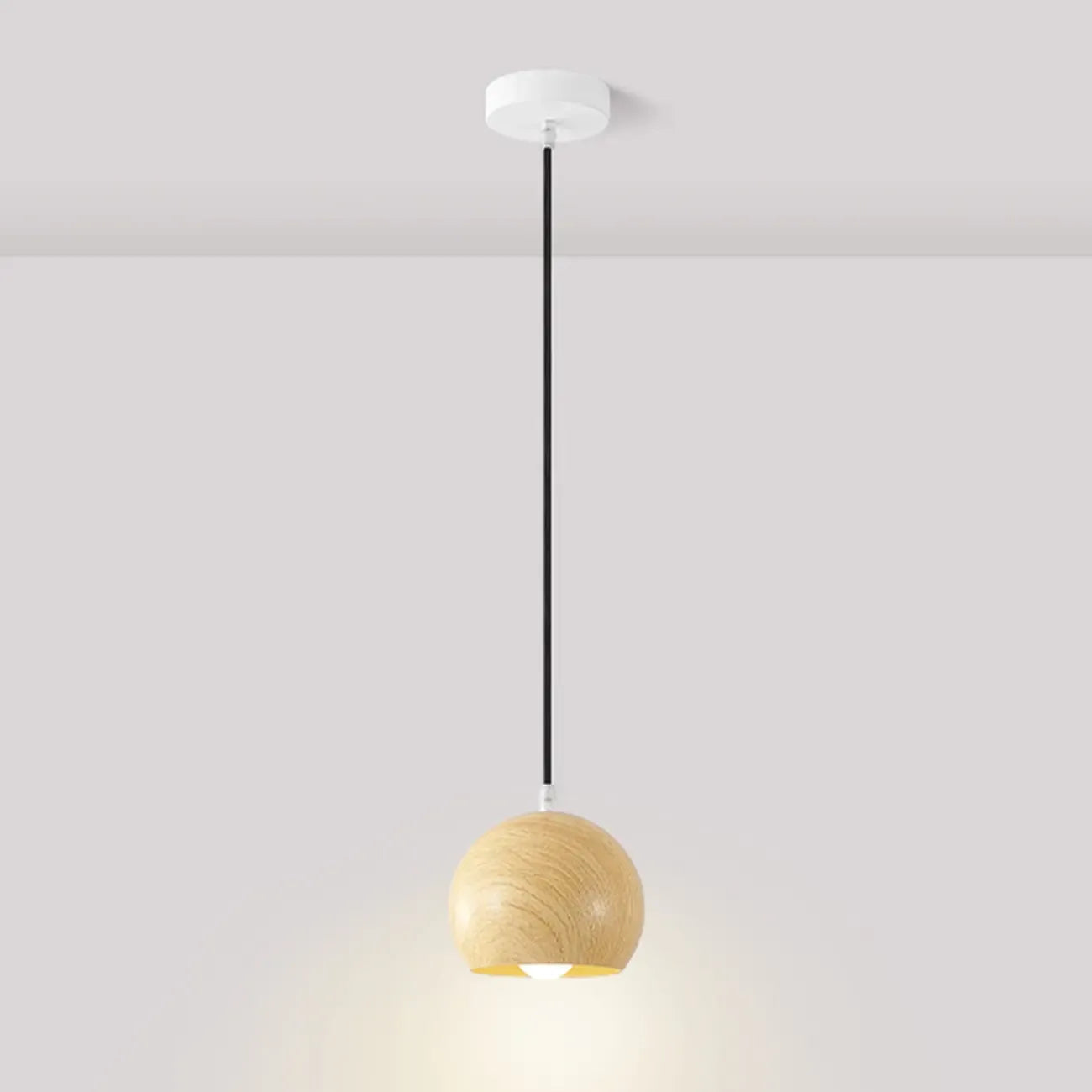 Minimalist Mini Wood Globe Pendant Light for Bedside