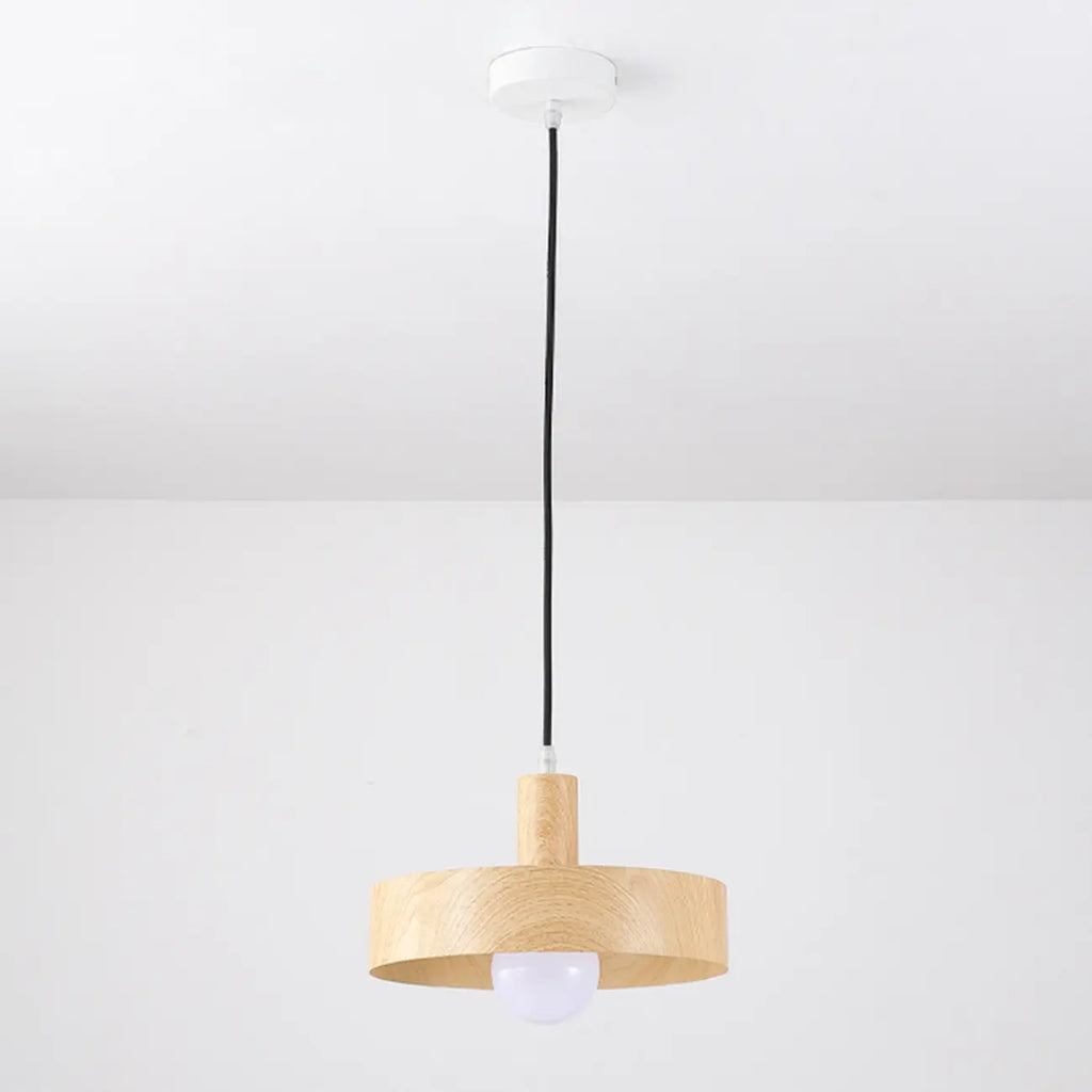 Minimalist Mini Wood Globe Pendant Light for Bedside