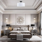 Cylinder Fabric LED Semi Flush Ceiling Light for Living Room