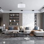 Cylinder Fabric LED Semi Flush Ceiling Light for Living Room