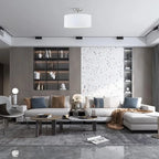 Cylinder Fabric LED Semi Flush Ceiling Light for Living Room