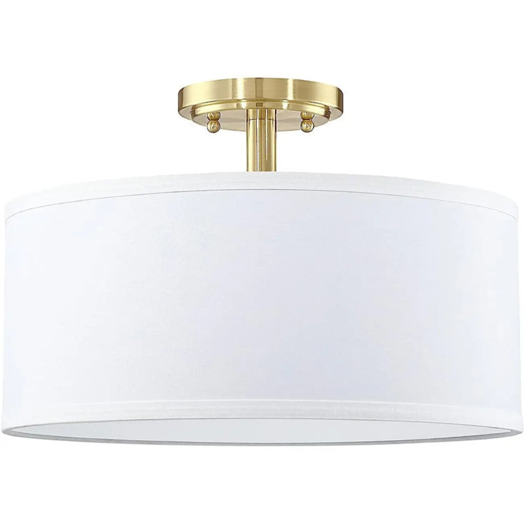 Cylinder Fabric LED Semi Flush Ceiling Light for Living Room