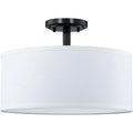 Cylinder Fabric LED Semi Flush Ceiling Light for Living Room