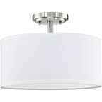 Cylinder Fabric LED Semi Flush Ceiling Light for Living Room
