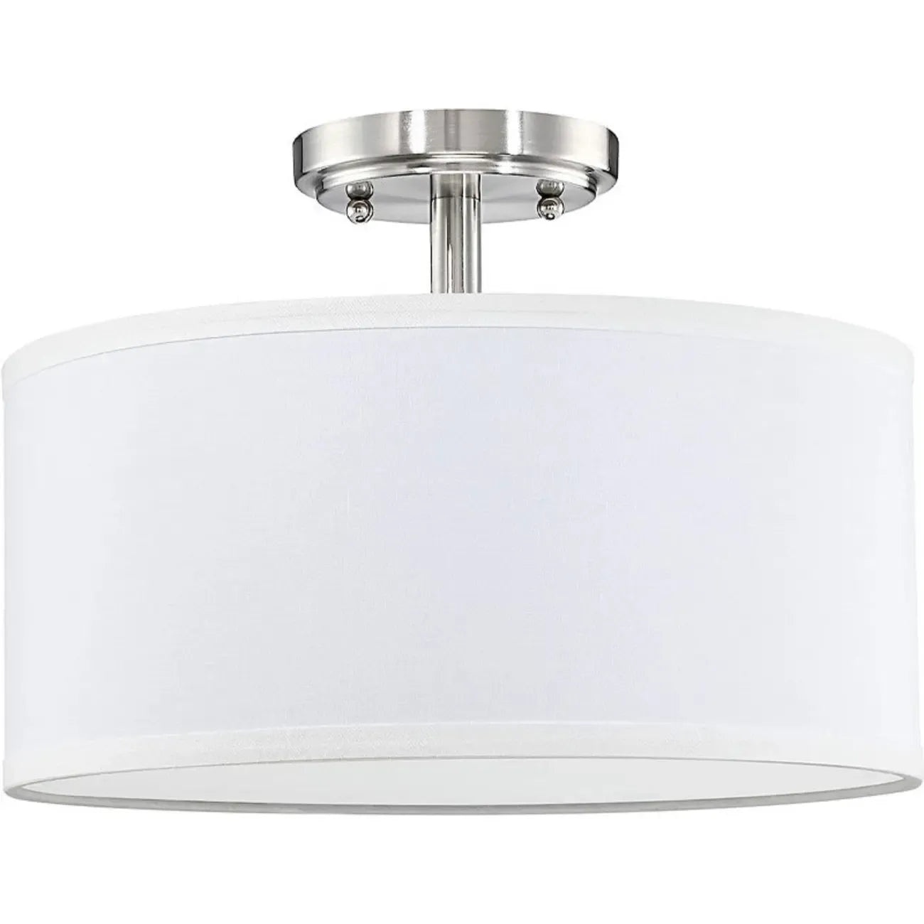 Cylinder Fabric LED Semi Flush Ceiling Light for Living Room