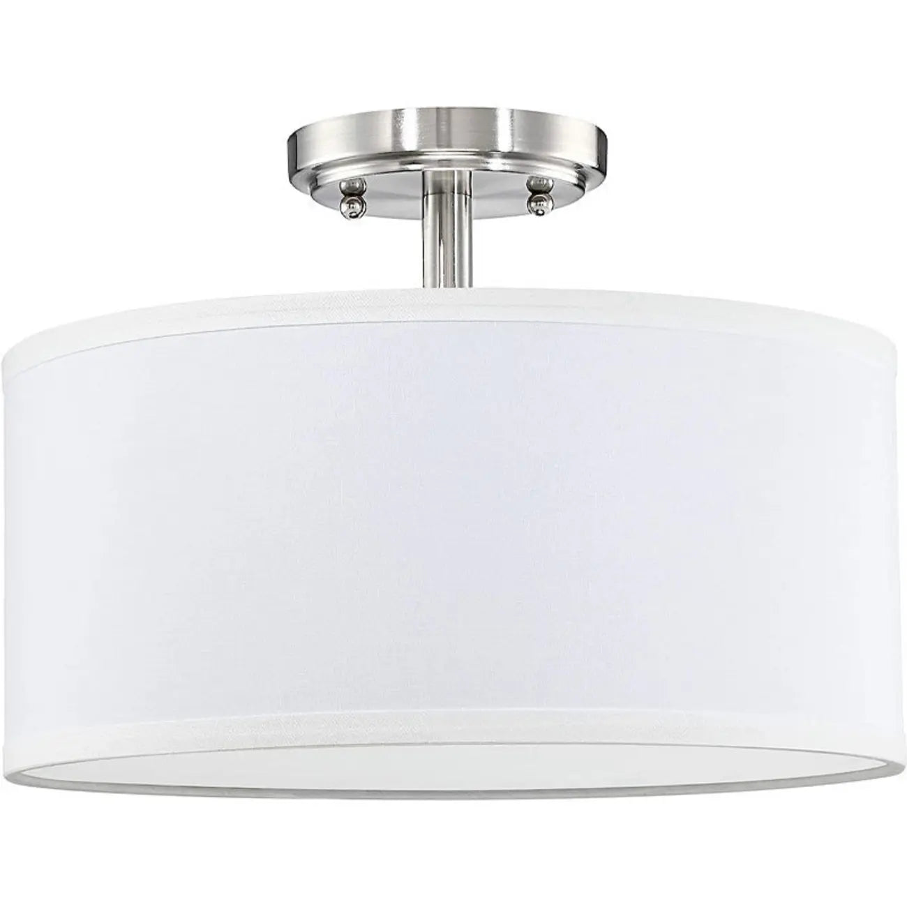 Cylinder Fabric LED Semi Flush Ceiling Light for Living Room