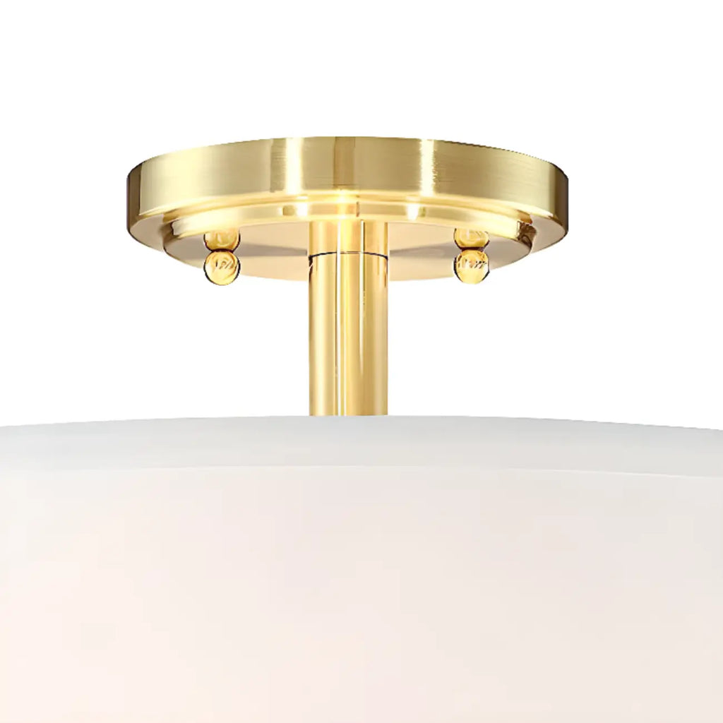 Cylinder Fabric LED Semi Flush Ceiling Light for Living Room