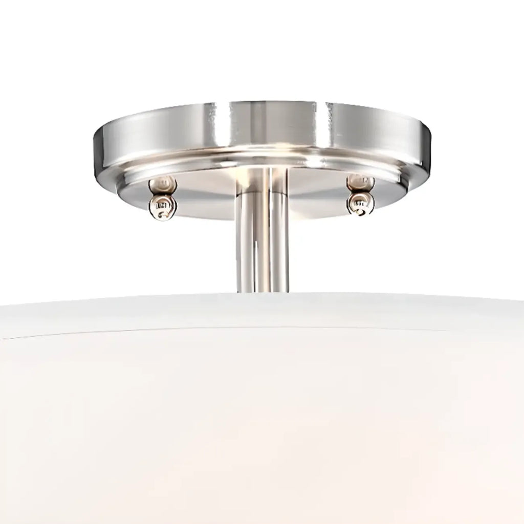 Cylinder Fabric LED Semi Flush Ceiling Light for Living Room