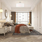 Cylinder Fabric LED Semi Flush Ceiling Light for Living Room