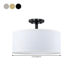 Cylinder Fabric LED Semi Flush Ceiling Light for Living Room