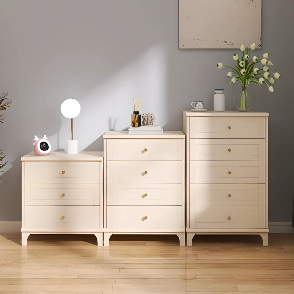 Modern Off-White Wooden Dressers with 5-Drawers for Bedroom