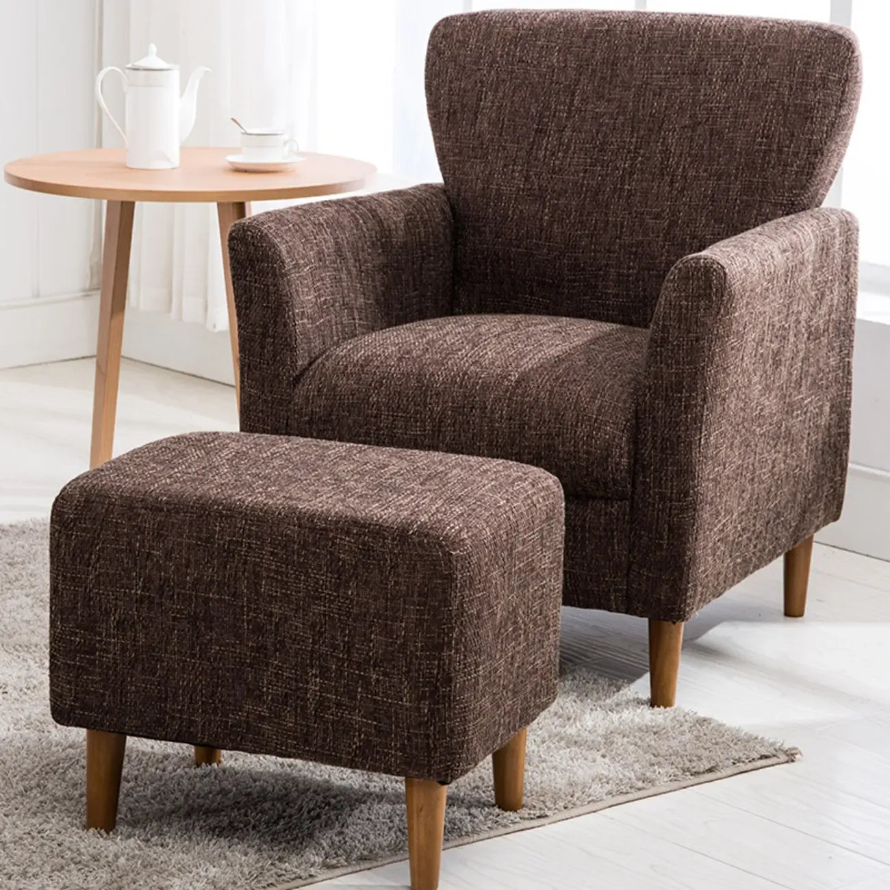 Modern Brown Linen Armchair for Living Room