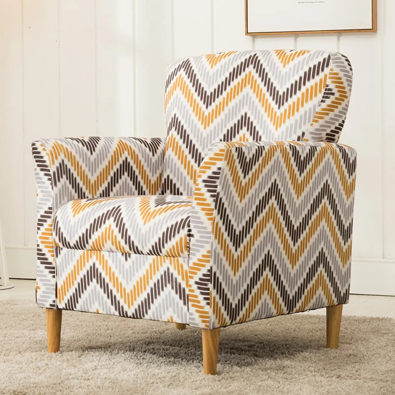 Modern Brown Linen Armchair for Living Room