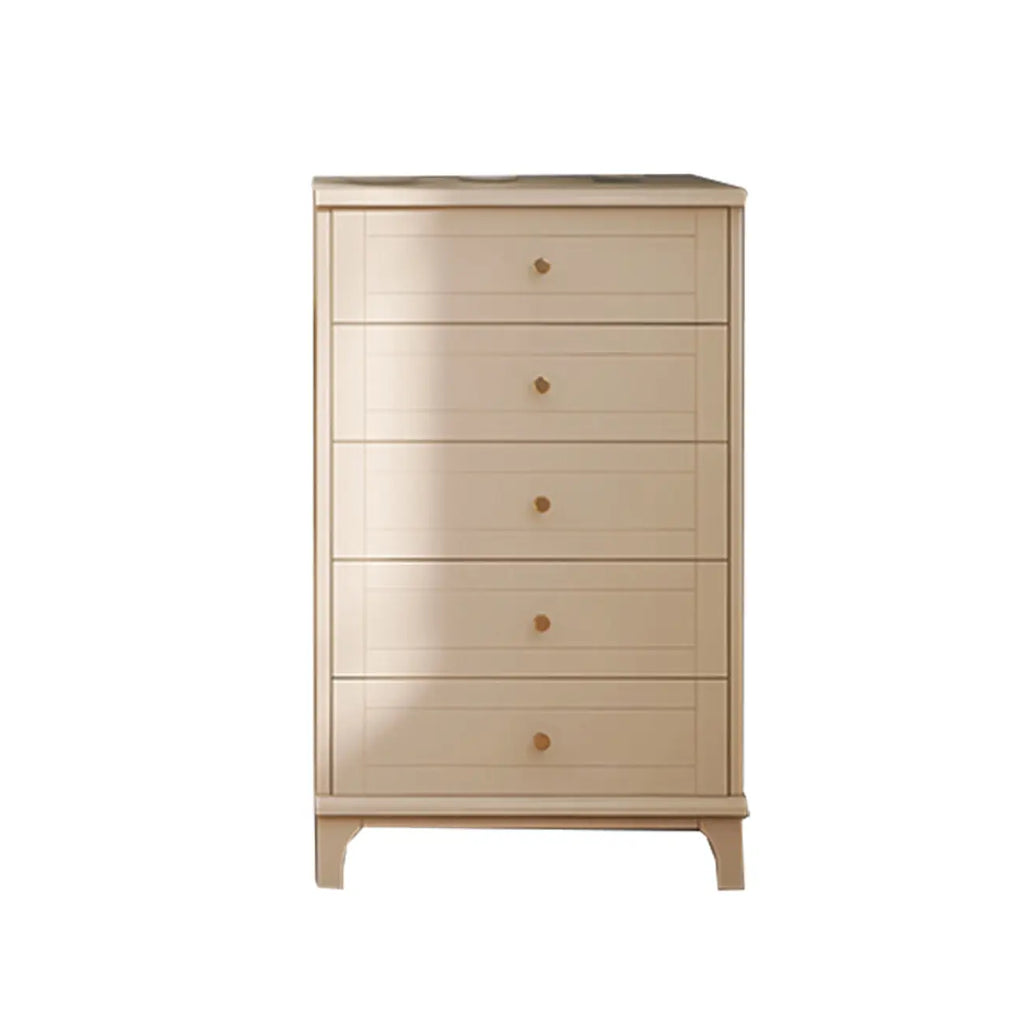 Modern Off-White Wooden Dressers with 5-Drawers for Bedroom
