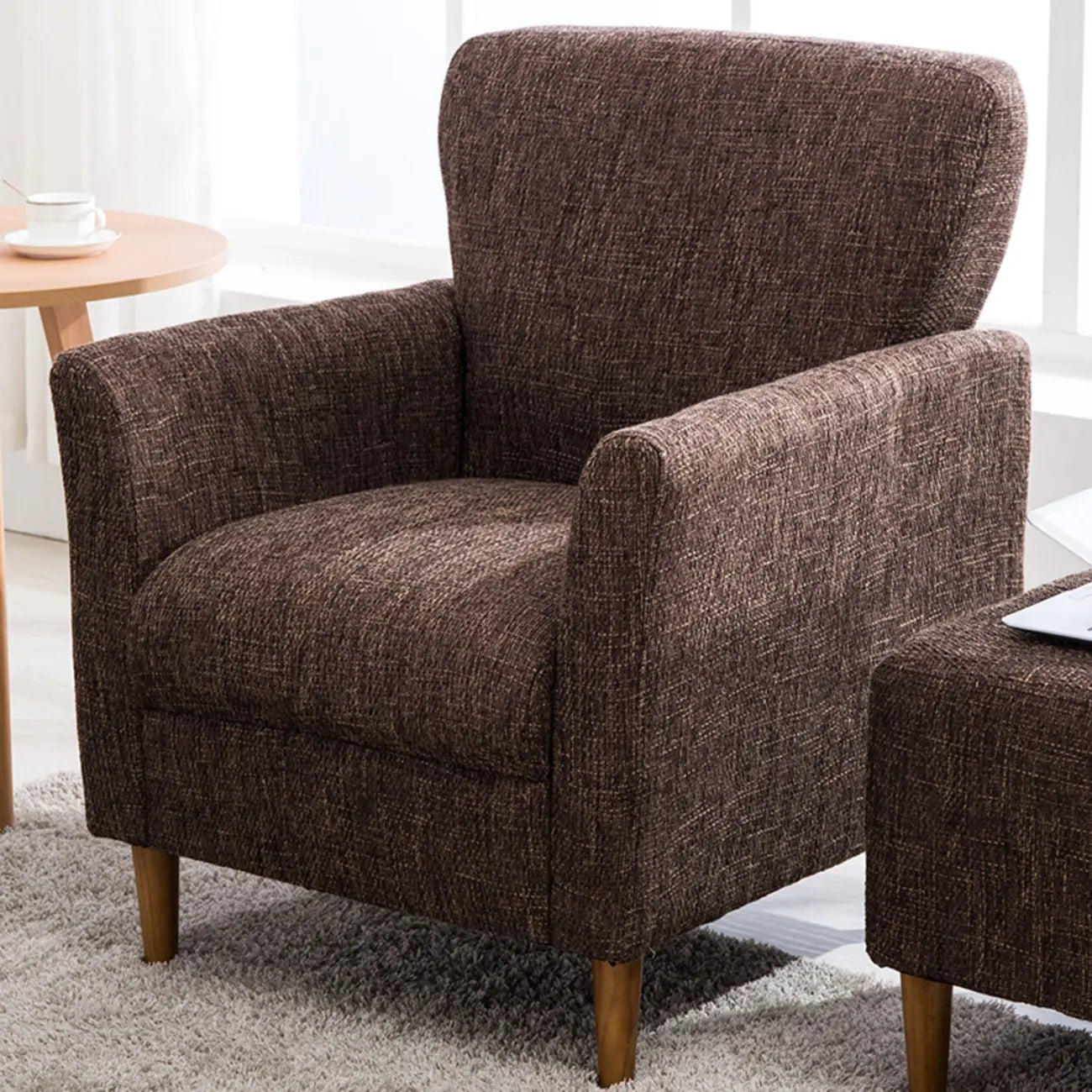 Modern Brown Linen Armchair for Living Room