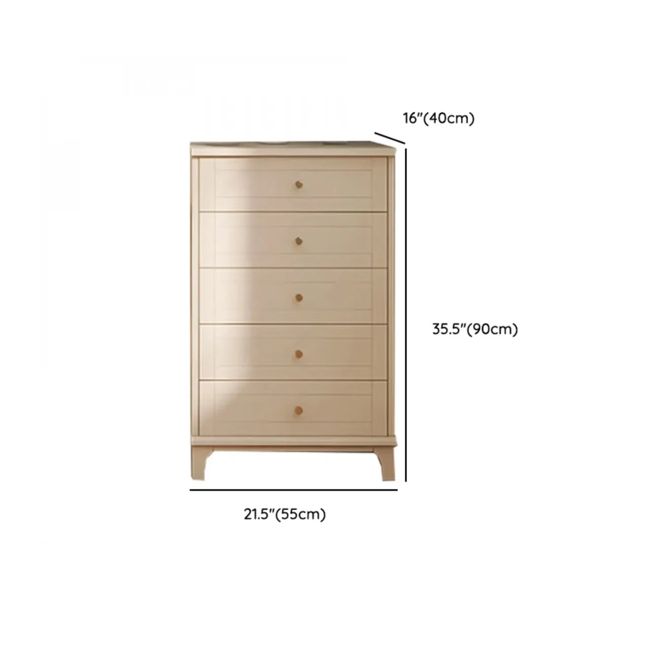 Modern Off-White Wooden Dressers with 5-Drawers for Bedroom