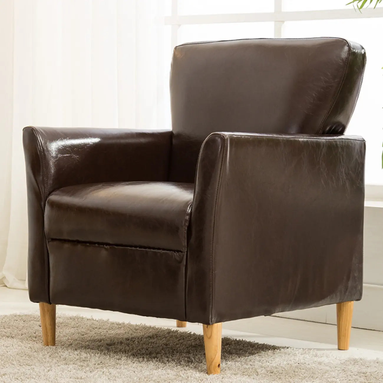 Modern Brown Linen Armchair for Living Room