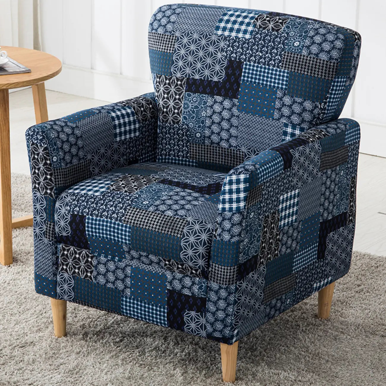 Modern Brown Linen Armchair for Living Room