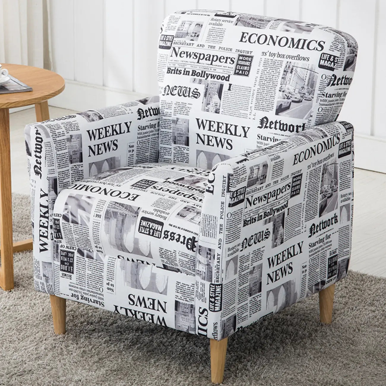 Modern Brown Linen Armchair for Living Room