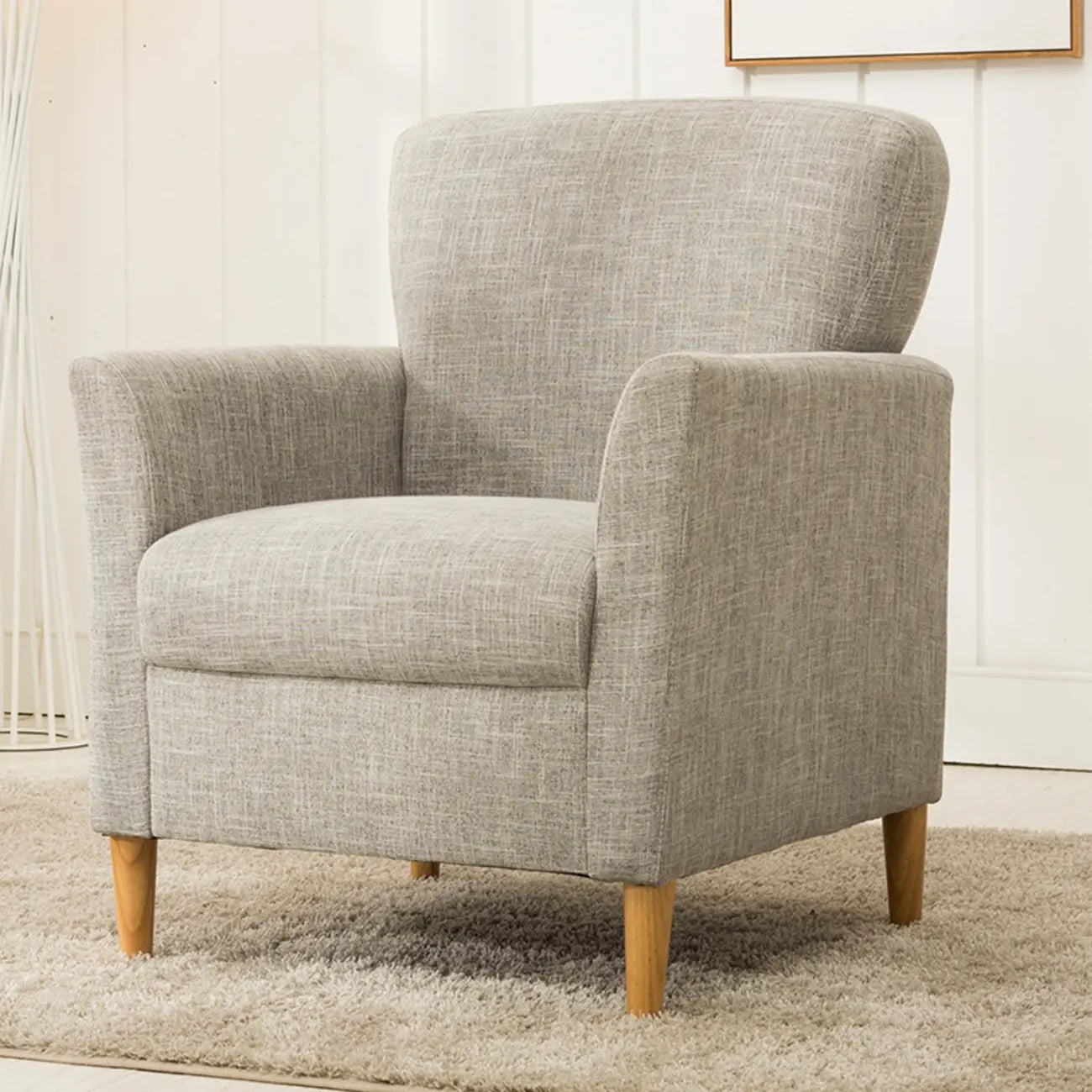 Modern Brown Linen Armchair for Living Room