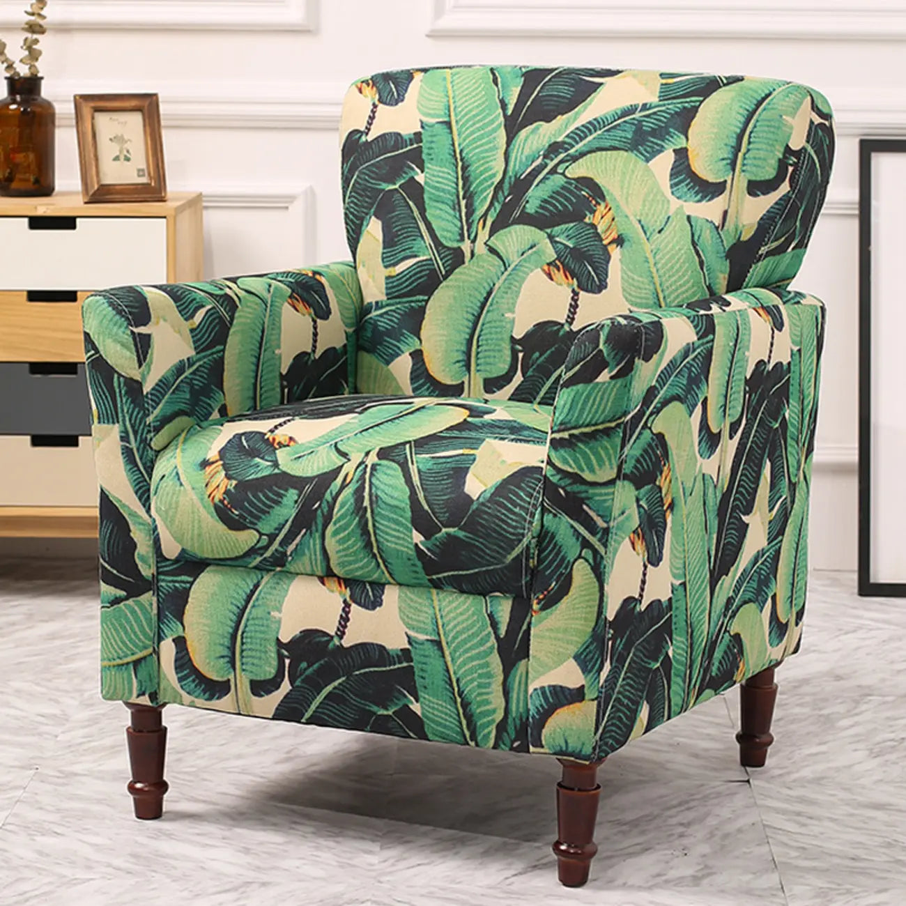 Modern Brown Linen Armchair for Living Room