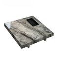 Modern Grey Square Coffee Table with Stainless Steel Base