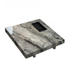 Modern Grey Square Coffee Table with Stainless Steel Base