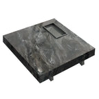 Modern Grey Square Coffee Table with Stainless Steel Base