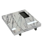 Modern Grey Square Coffee Table with Stainless Steel Base