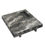 Modern Grey Square Coffee Table with Stainless Steel Base