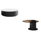 Modern Round White Nesting Coffee Table Set with Drawers