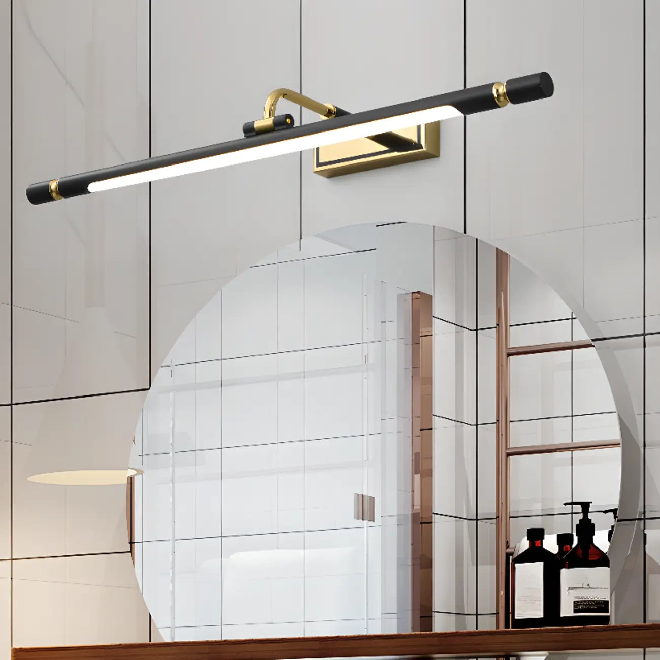 Modern linear LED Vanity Light Fixture with Black Lampshade