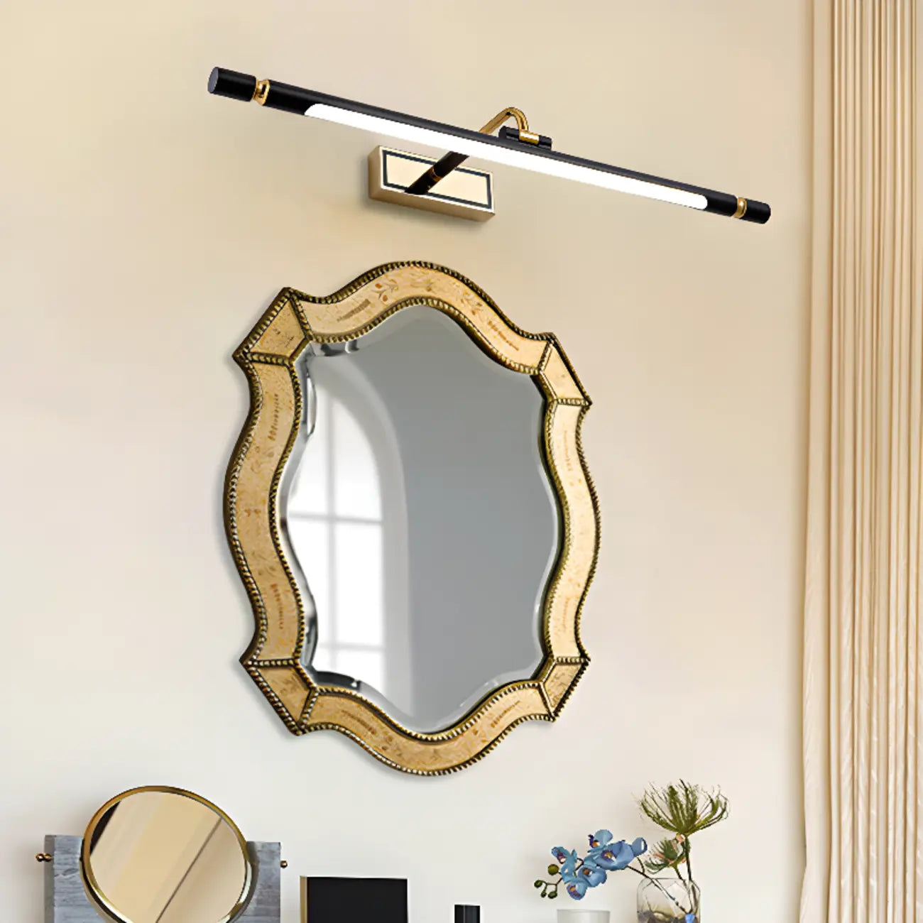 Modern linear LED Vanity Light Fixture with Black Lampshade