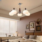 White Globe Chandelier with Glass Shades for Bedroom