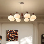 White Globe Chandelier with Glass Shades for Bedroom