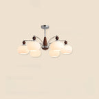 White Globe Chandelier with Glass Shades for Bedroom