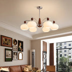 White Globe Chandelier with Glass Shades for Bedroom